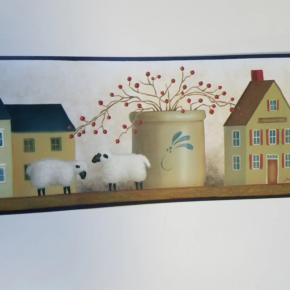 Wallpaper Border Folk Art Shaker Village